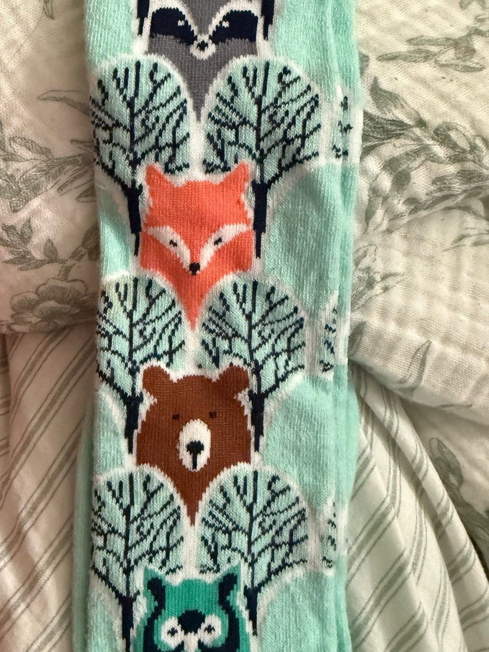 Target young adults Mint Animal Print Pajama Socks with Fox, Bear & Raccoon